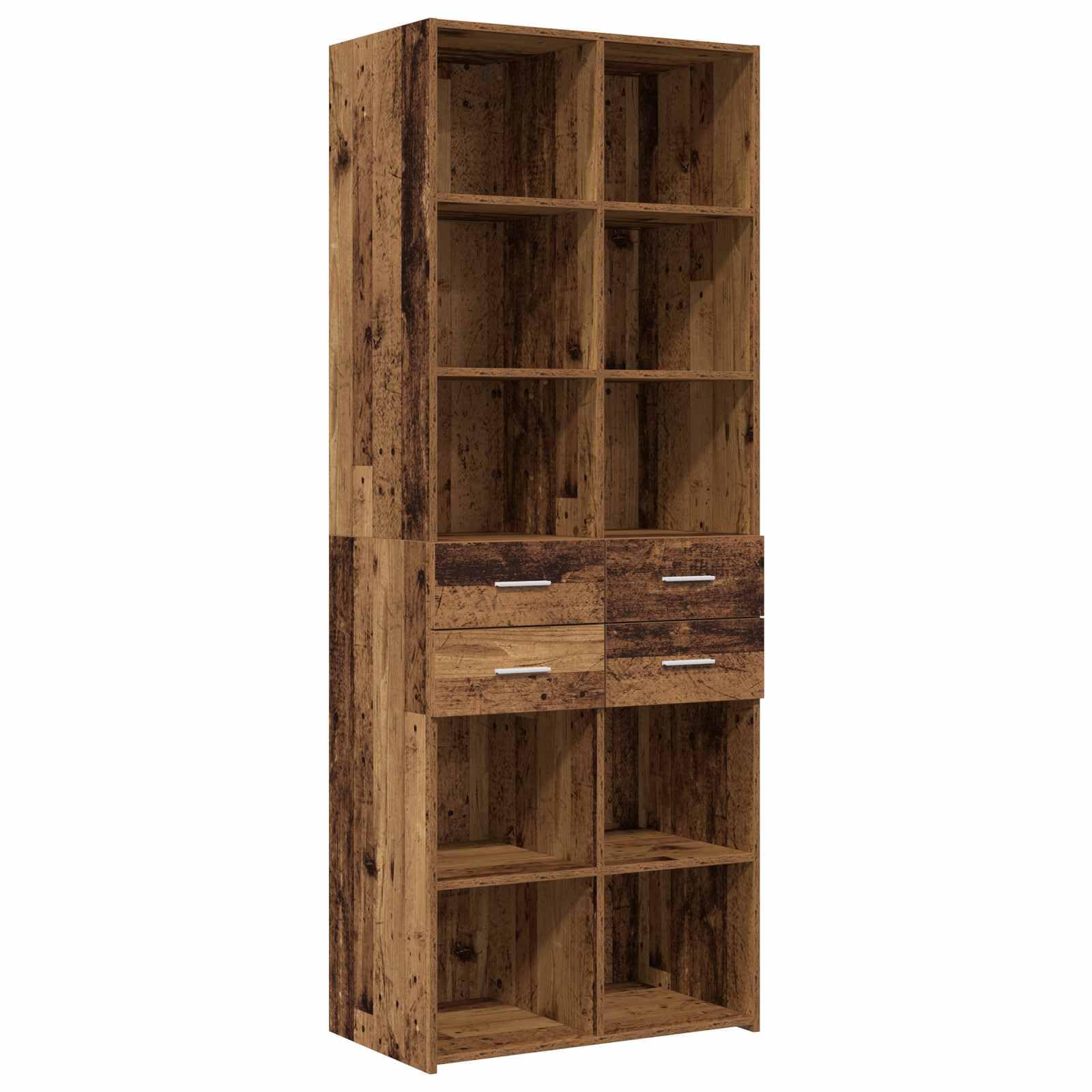 Lot de 2 armoires de rangement en bois vieilli 70 x 42,5 x