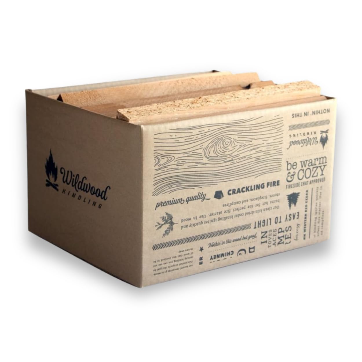 Wildwood Grilling Kiln-Dried Cedar Wood Kindling - Medium Hearth Box - Perfect for Indoor Fireplaces, BBQ Grills, Outdoor Fire-pits, Pizza Ovens & Smokeless Fire Pits