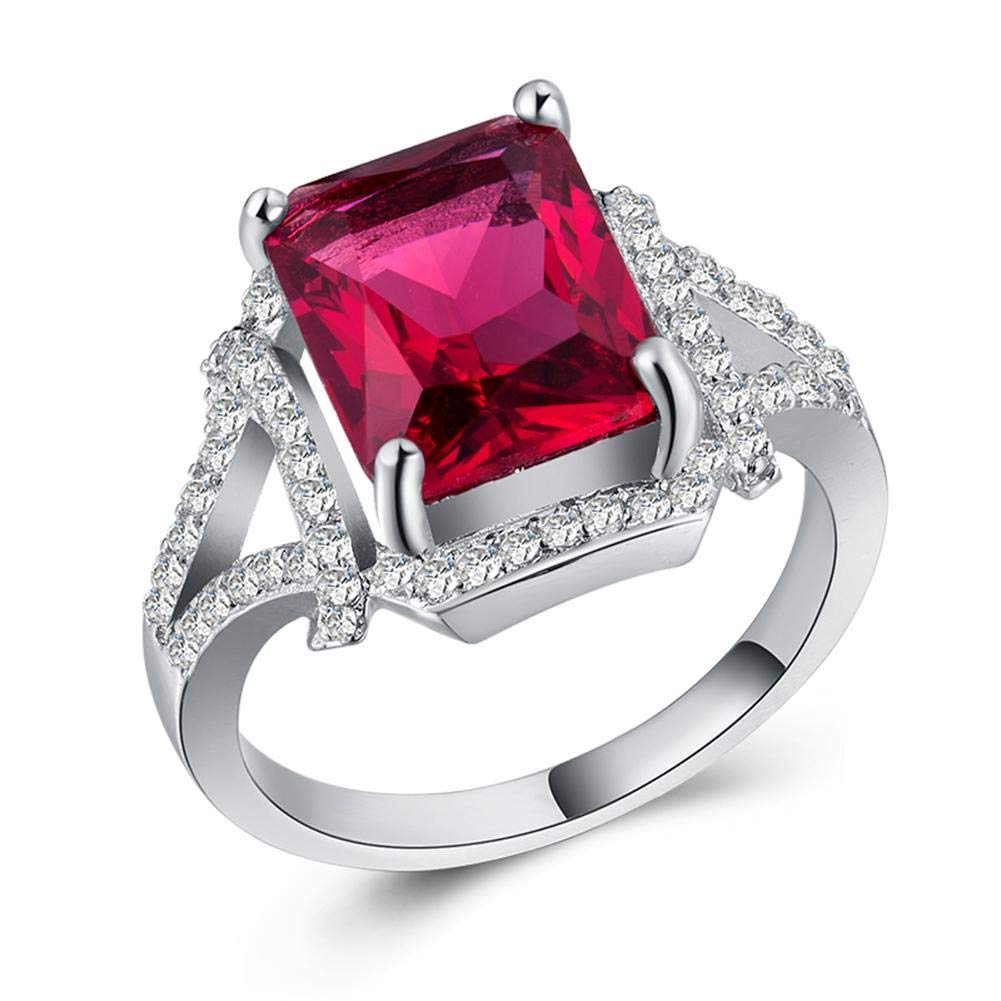 CHARHODENSliver plated women Ring made with Zirconia red Size 9