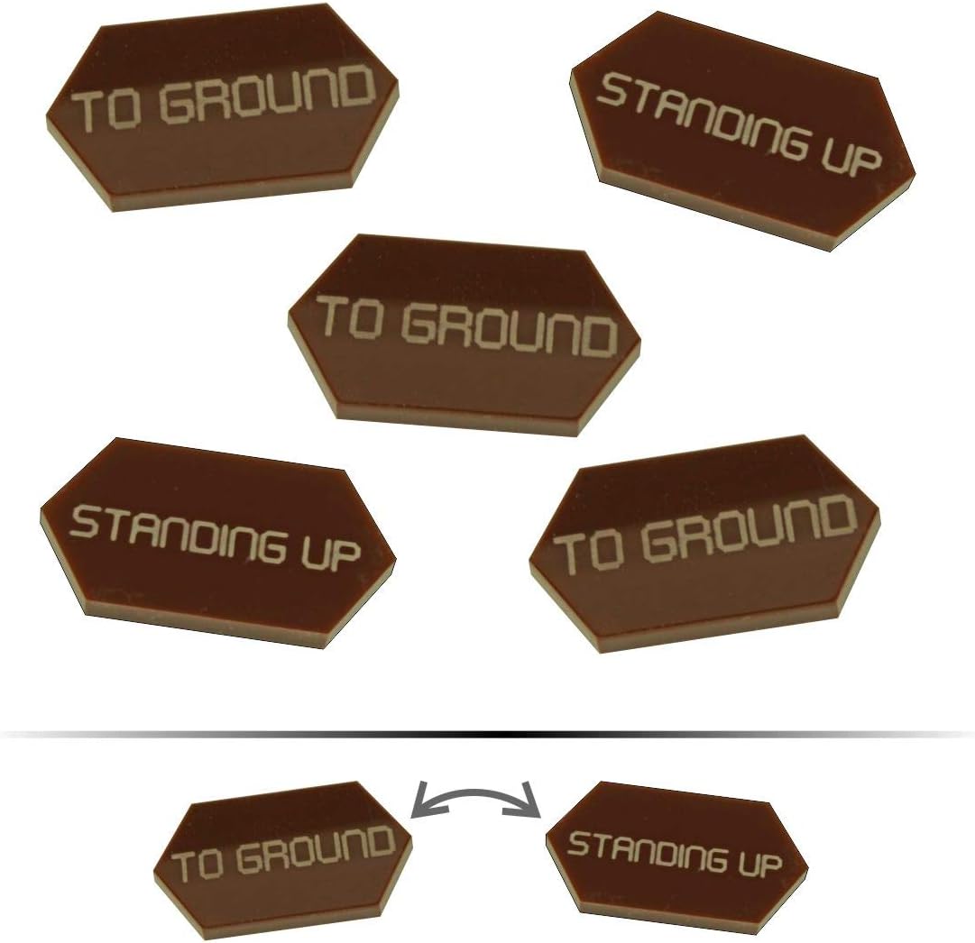 LITKO Mecha Combat Double-Sided Standing Up/to Ground Tokens Compatible with Battletech, Brown (5)