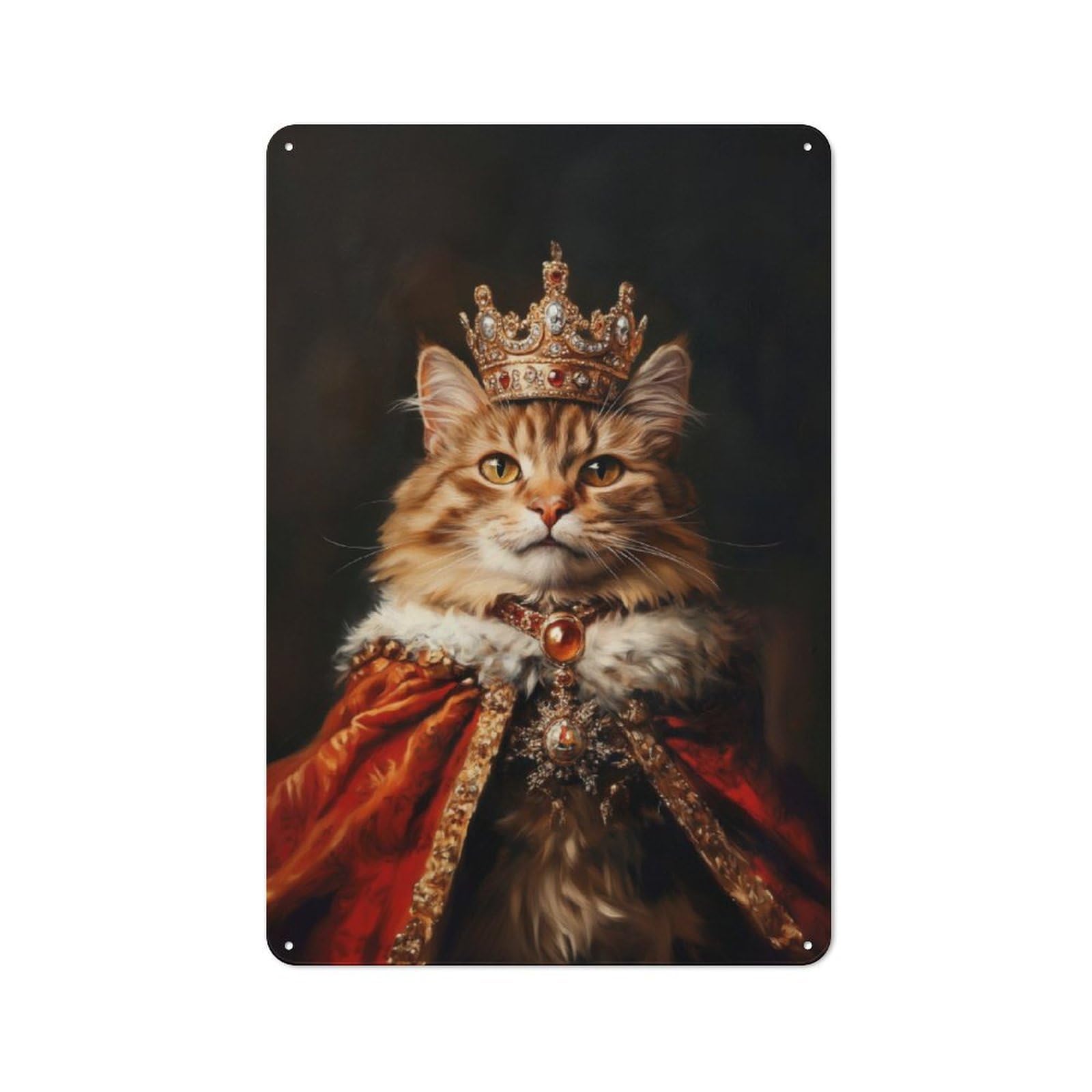 Junmoney Cat Majesty Vintage-Inspired Tin Sign 30X20cm For Garage Or Workshop, For Garage, Workshop And Man Cave Decoration