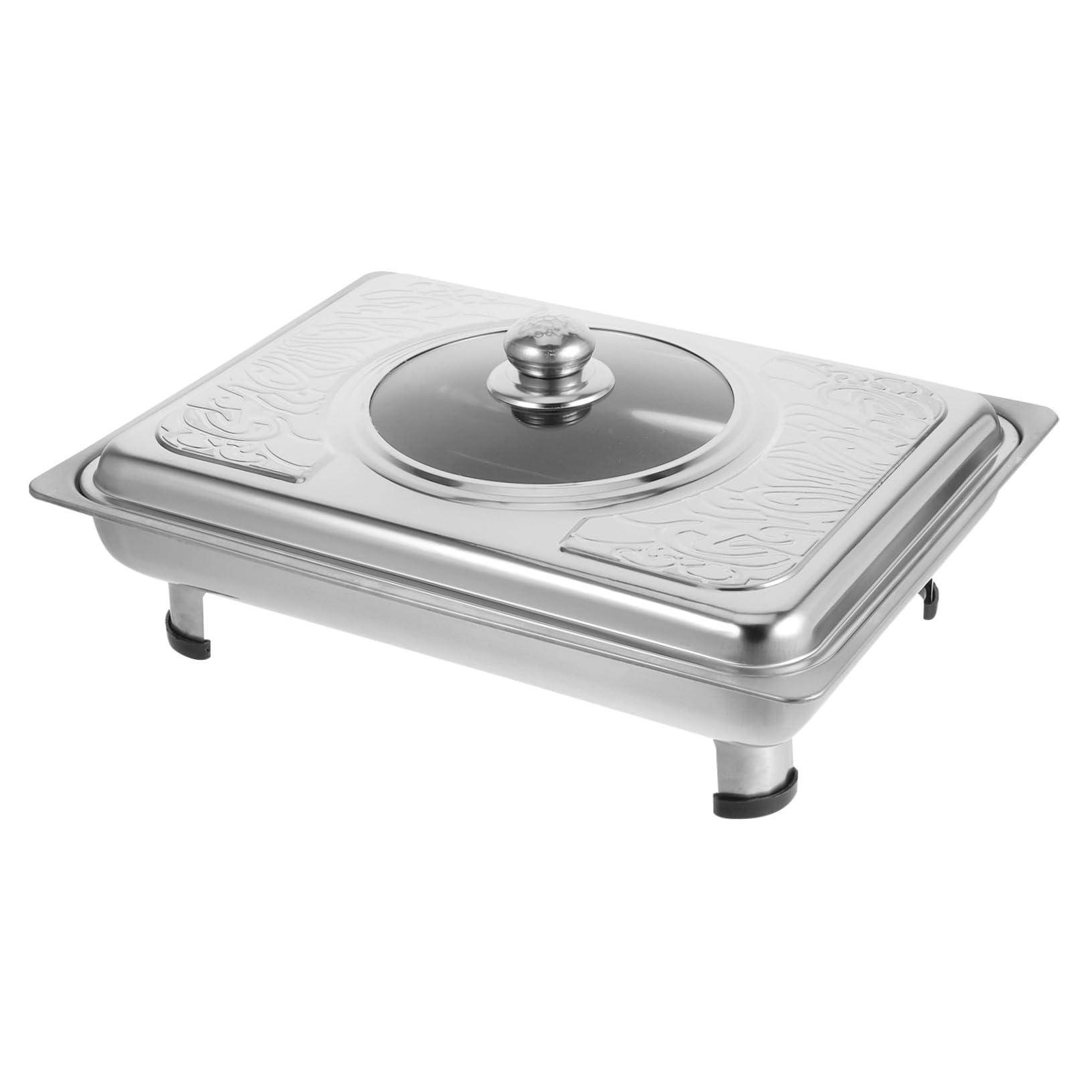 Plateau de service rectangulaire avec couvercle Milisten en acier inoxydable - 8