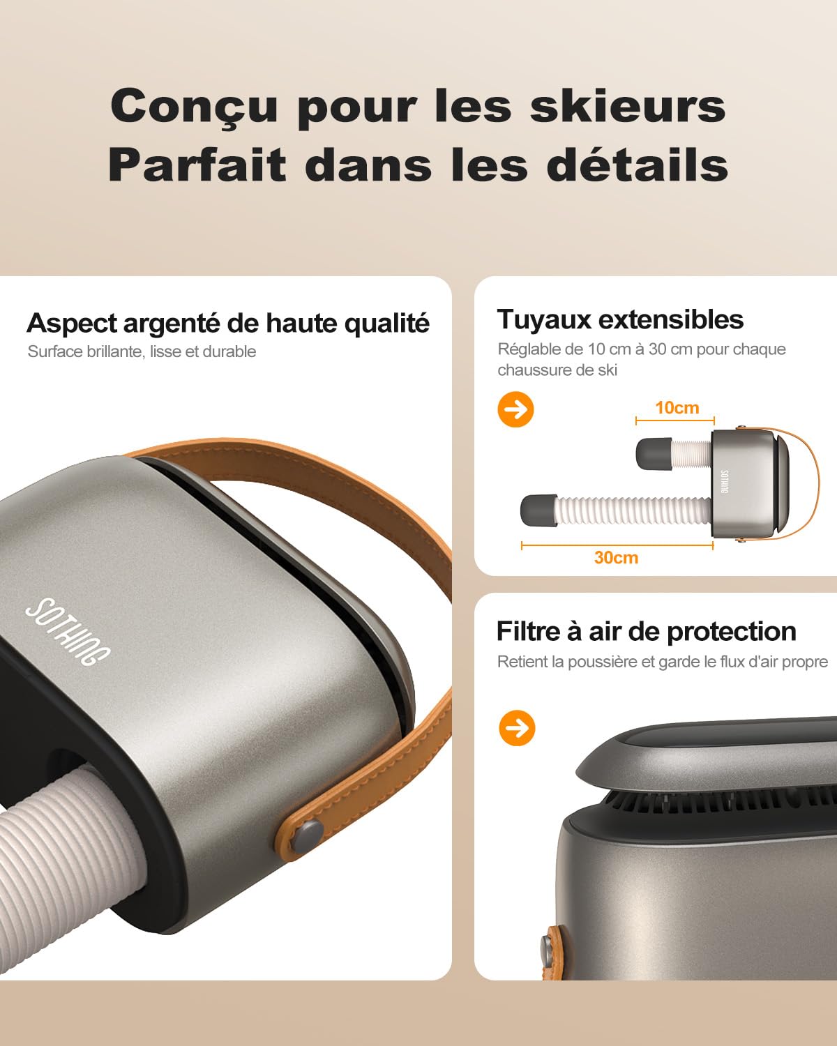 SOTHING Electric Shoe Dryer Pro: Ozone Digital Display 3 Heat Levels Timer 1-9H Telescopic Hoses for Shoes, Boots and Sports Gloves, Purple - 5