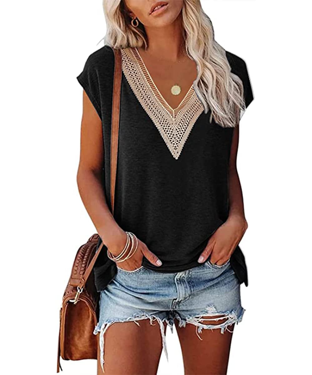GRMLRPT 2024 Camisa Manga Corta Mujer Verano Moda Algodón y Lino Elegante Blusa Cuello en V Color Sólido Camiseta Suelto Tops Casual T-Shirt(Multicolor,S-XXL)