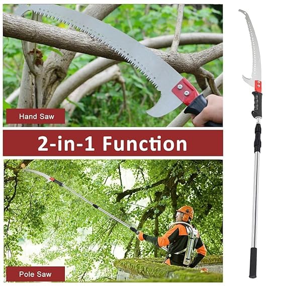 Image of Telescopic Tree Pruner Saw with Detachable Blade Long Reach Pole Saw for Tree Branch Cutting and Trimming Gardening Hand Tool