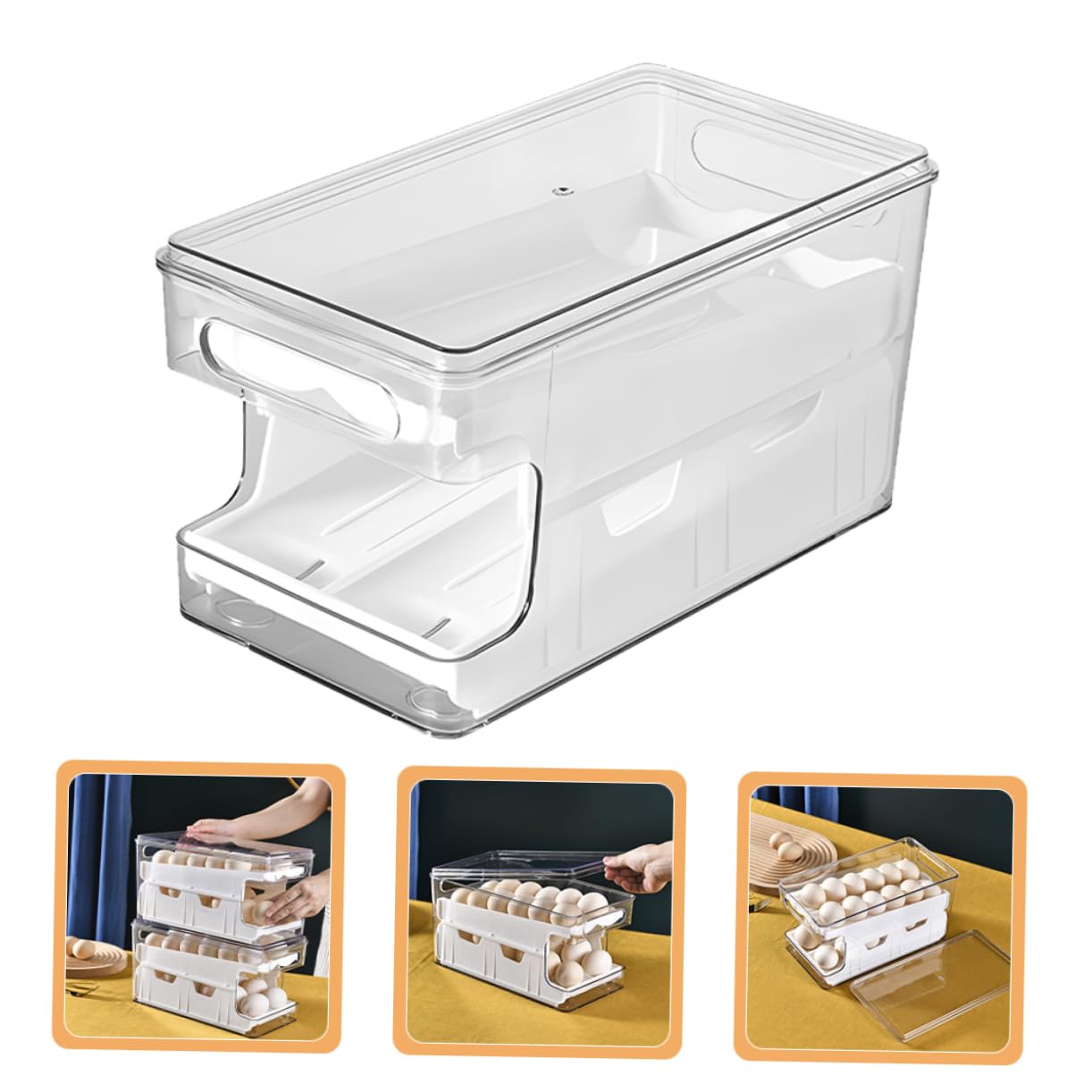 Angoily Stapelbare Eierbox Für Kühlschrank Transparente Doppellagige Eierspeicherlösung Für Frische Und Platzsparende Aufbewahrung Für Küche Und Restaurant