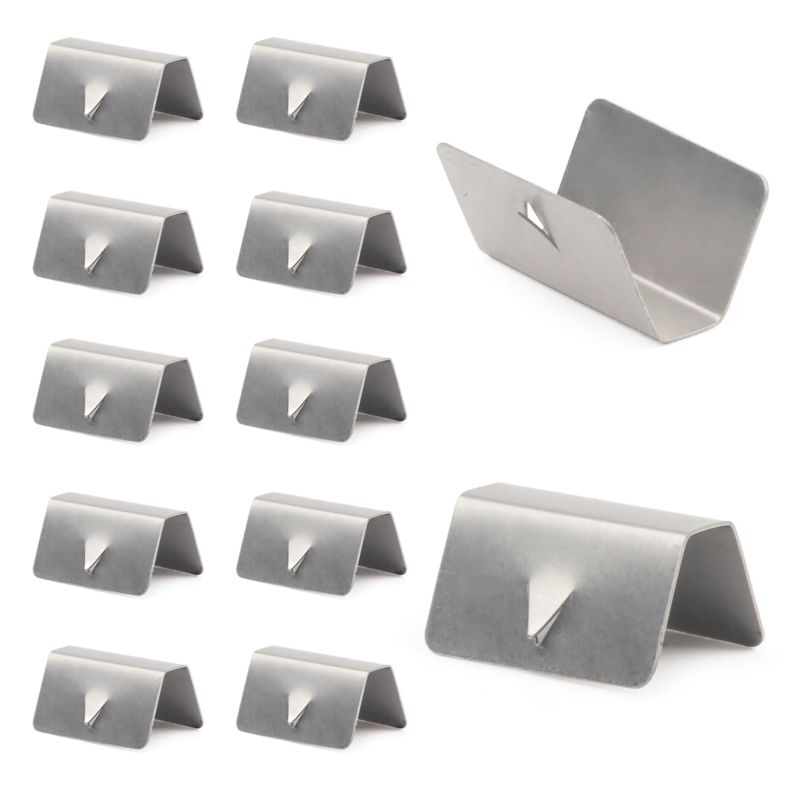 Pack-12 Car Rain Shield Retainer, 0.59" x 0.41" x 0.78" Metal Waterproof Rust-Proof Side Window Rain Deflector Buckle, Water Retaining Strip Fix Clip, Compatible with HEKO G3 Sned (Silver)