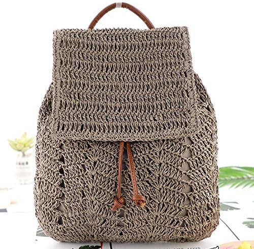 Goclothod Fashion Straw Backpack for Women Drawstring Shoulder Bag Bohemian Beach Handbags - Image 4