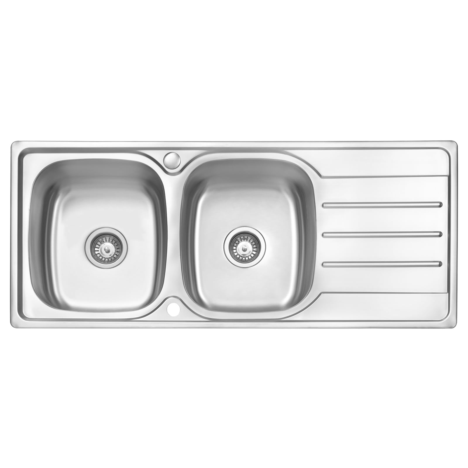 Jassferry Stainless Steel Kitchen Sink Matt Inset Double Bowl Reversible Drainer from B&Q