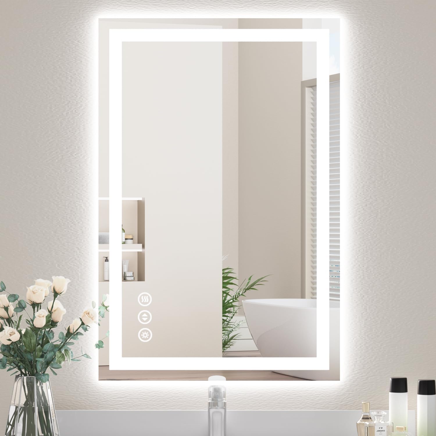 16X24 LED Bathroom Mirror with Lights, Anti-Fog, Backlit + Front Lit, Lighted Bathroom Vanity Mirror for Wall, Memory Function, Dimmable, Tempered Glass, Shatter-Proof, ETL Listed 16"L x 24"W