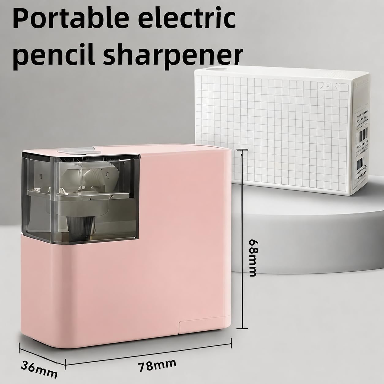 Temperamatite elettrico con batteria, alimentato a batteria, per matite colorate, temperamatite portatile, due lame di ricambio per matite da 6-8 mm, per ufficio, casa, scuola (rosa)