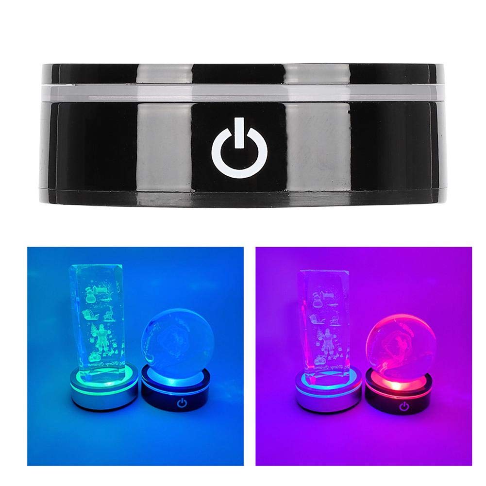 Base Lumineuse LED 7 Couleurs - Pour Cristal, Verre, Art 3D - Alimentation Par Piles AAA - Socle Déco