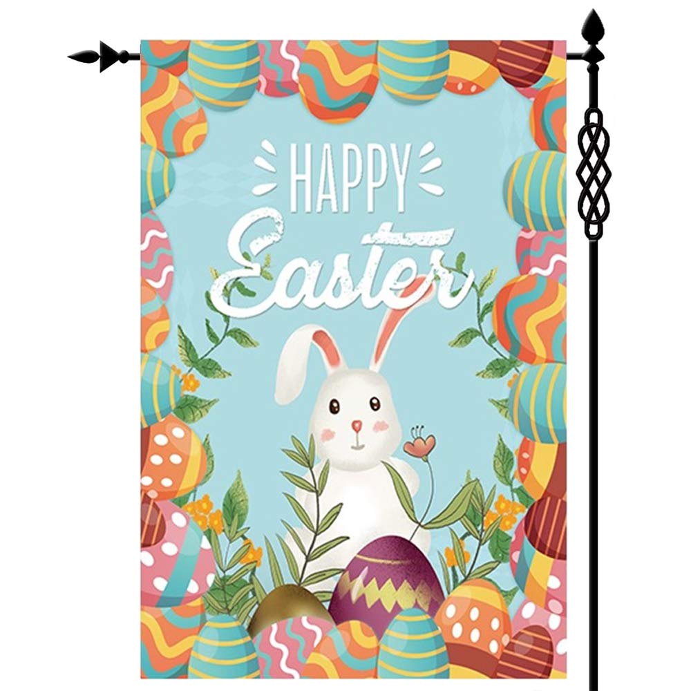 Easter Garden Flag, Double Sided Easter Bunny House Flag 12.5 x 18 Inch Bunny Rabbit Easter Flag Spring Summer Burlap Yard Outdoor Decor