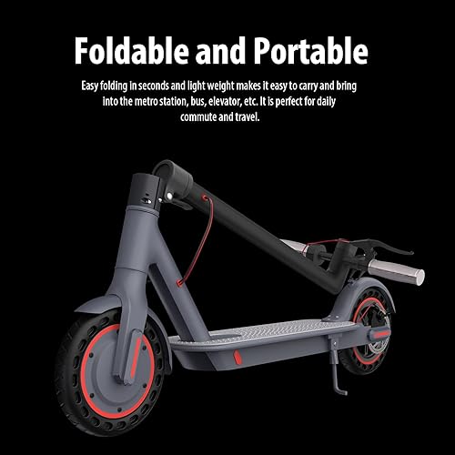 Miniatura 7 de Patinete eléctrico para adultos y adolescentes, neumáticos sólidos de 8.5 pulgadas, 350 W, velocidad máxima de 19 Mph, hasta 20 millas de largo