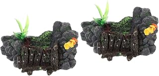2 Peças Decoração Para Plataforma Terrário Lugar Répteis Rastejar Rampa De Escalada Decorativa Ocultar Multiuso Terraço De Descanso Animais De Estimação Caverna De Peixes