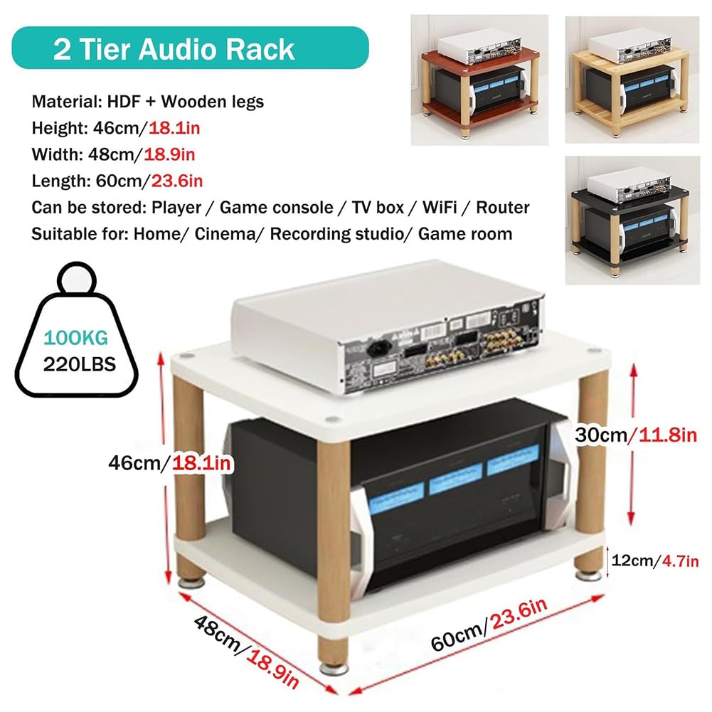 AV Media Stand, Praticolo Per Leggi Discografici Professionisti, Supporto Per Console Per Videogiochi Per Sala Da Gioco, Scaffali Della Console Da Gioco,White 60 * 48 * 46cm