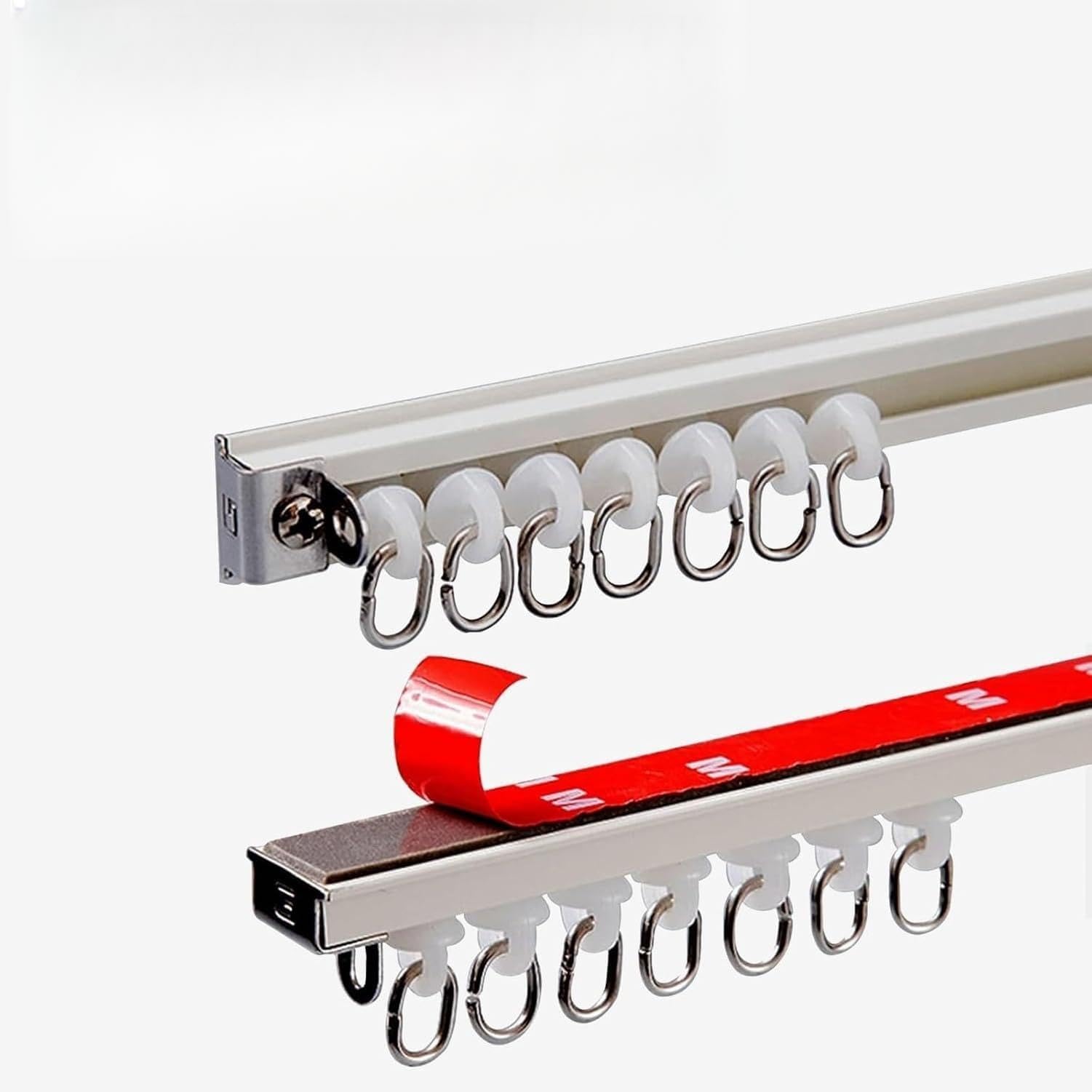 Binario per Tende Autoadesivo, Guida per Tende a soffitto o Parete, Senza Fori, Viti o Attrezzi, Asta Adesiva da 0,6 m a 2,8 m/2,0-8,5 Piedi, Idea, White, 2.8M/(9.1FT)