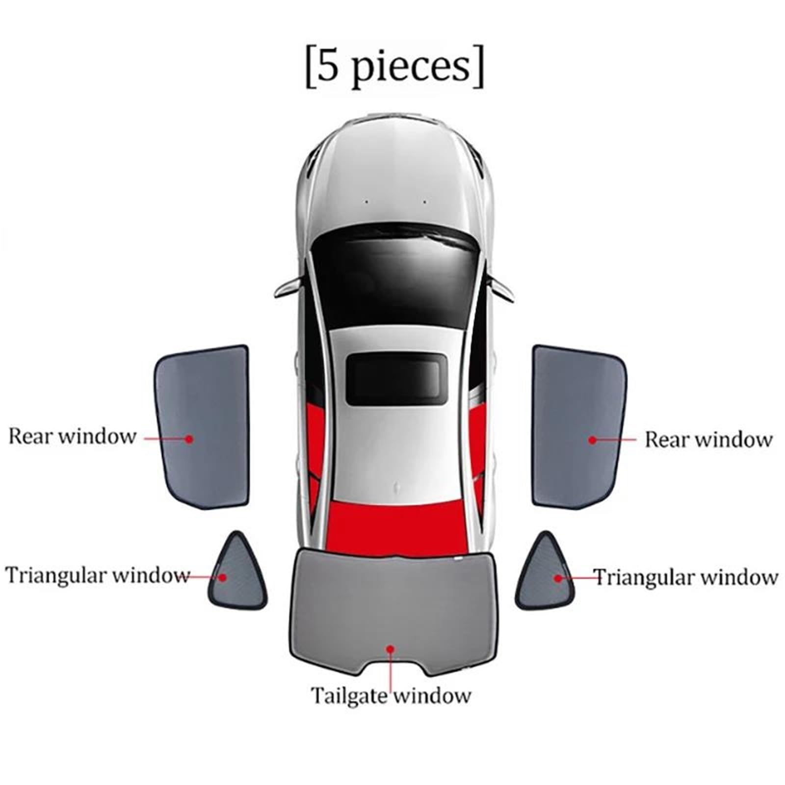 Visiera Parasole Magnetica Per Auto Per Kadjar 2015-2022, Per Parabrezza Anteriore, Per Finestrino Posteriore E Per Bambini Parasole Pieghevole(5PCS Rear Train Back)