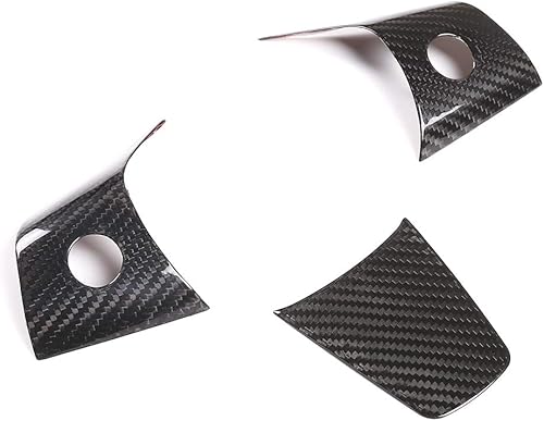 Miniatura 2 de Cubierta de decoración del volante del coche de fibra de carbono 100% real, 3 unids para Tesla modelo 3 2017-2019 accesorios de automóvil