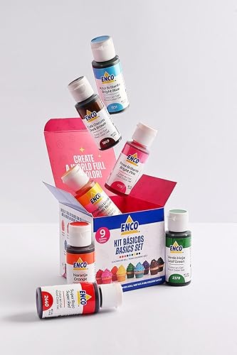 Miniatura 5 de ENCO Juego de 9 geles colorantes básicos para alimentos, 1.41 oz cada uno (1.41 oz) concentrado, vegano, incluye guía de mezcla de colores