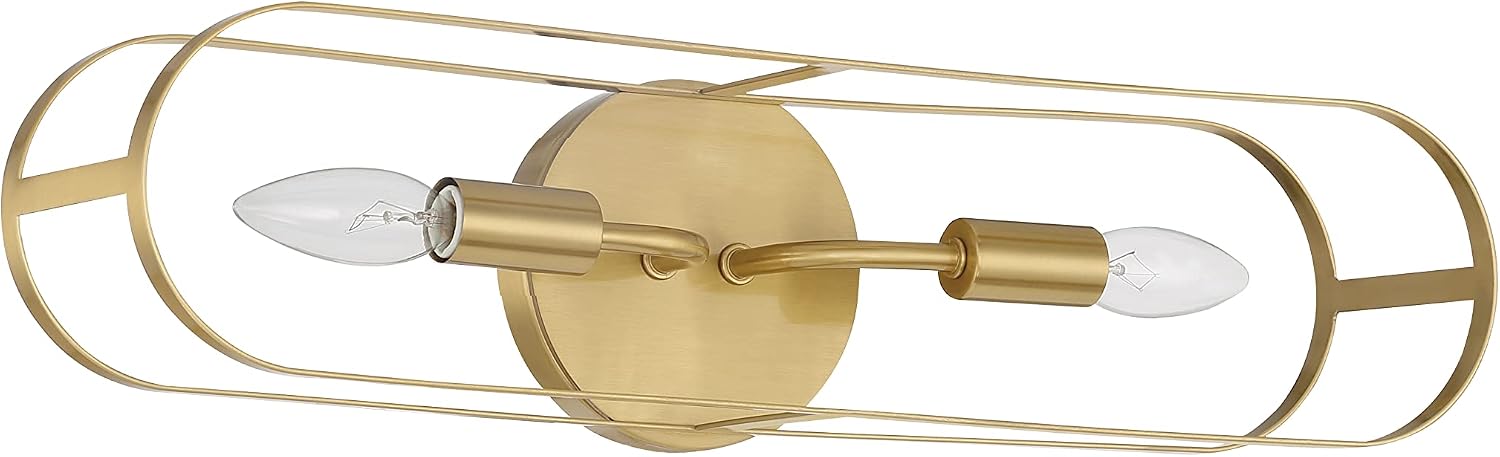 Craftmade Mindful 2 Light Linear Sconce, Satin Brass, Damp Rated, 12820SB2