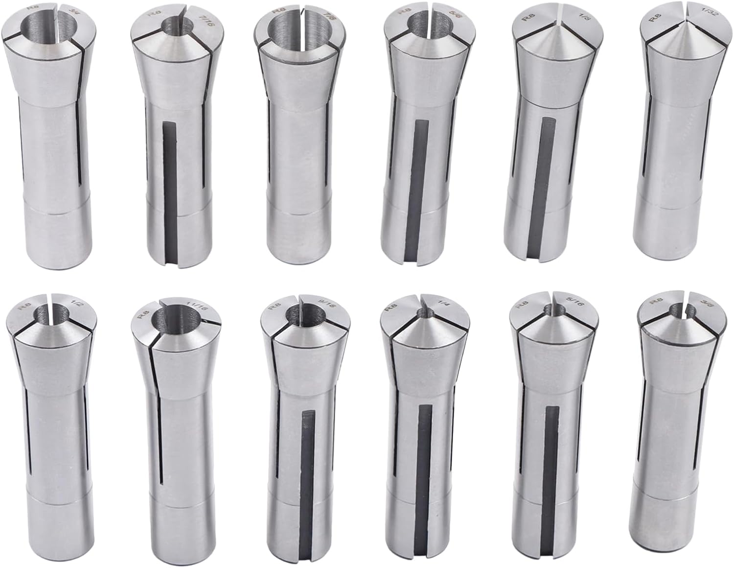 findmall 12pcs R8 Spring Collets Set Metric 1/8 to 7/8 for Milling, Drilling, CNC Machines - High Accuracy Ground Spring Steel