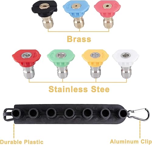 Miniatura 10 de Pressure Washer Tips, Set of 7 Pressure Washer Nozzle Tips with Nozzle Holder, 14 Inch Quick Connect Power Washer Tips, 4000 PSI, Multiple Degrees