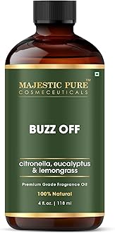MAJESTIC PURE Buzz Off | Citronella, Lemongrass & Eucalyptus Oil | 100% Pure & Natural Premium Grade Oil for Diffusers, Self Care, DIY | 118 ml