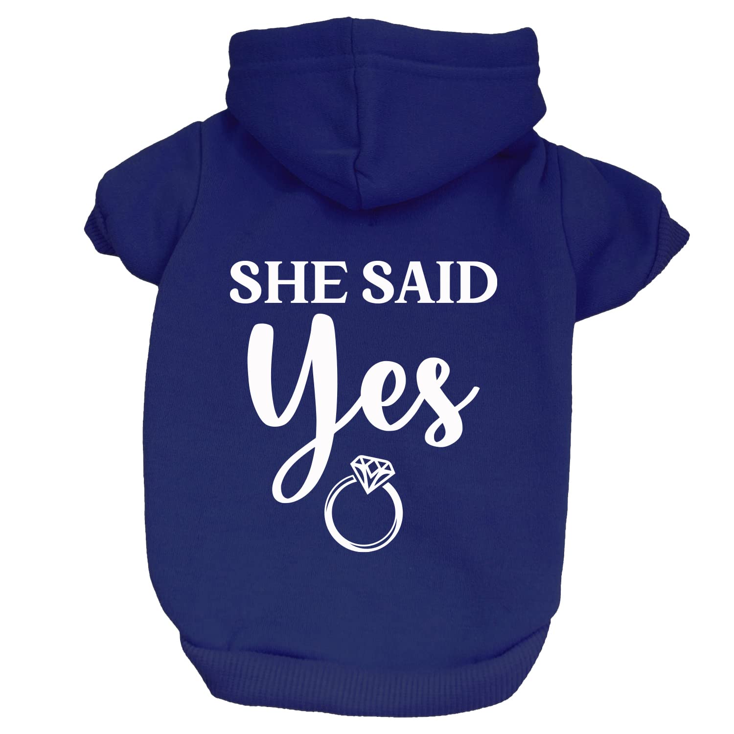 She Said Yes ! Engagement Wedding Dog Hoodie Fleece Lined Pullover Sweatshirt with Leash Hole (Royal Blue, X-Small 664)