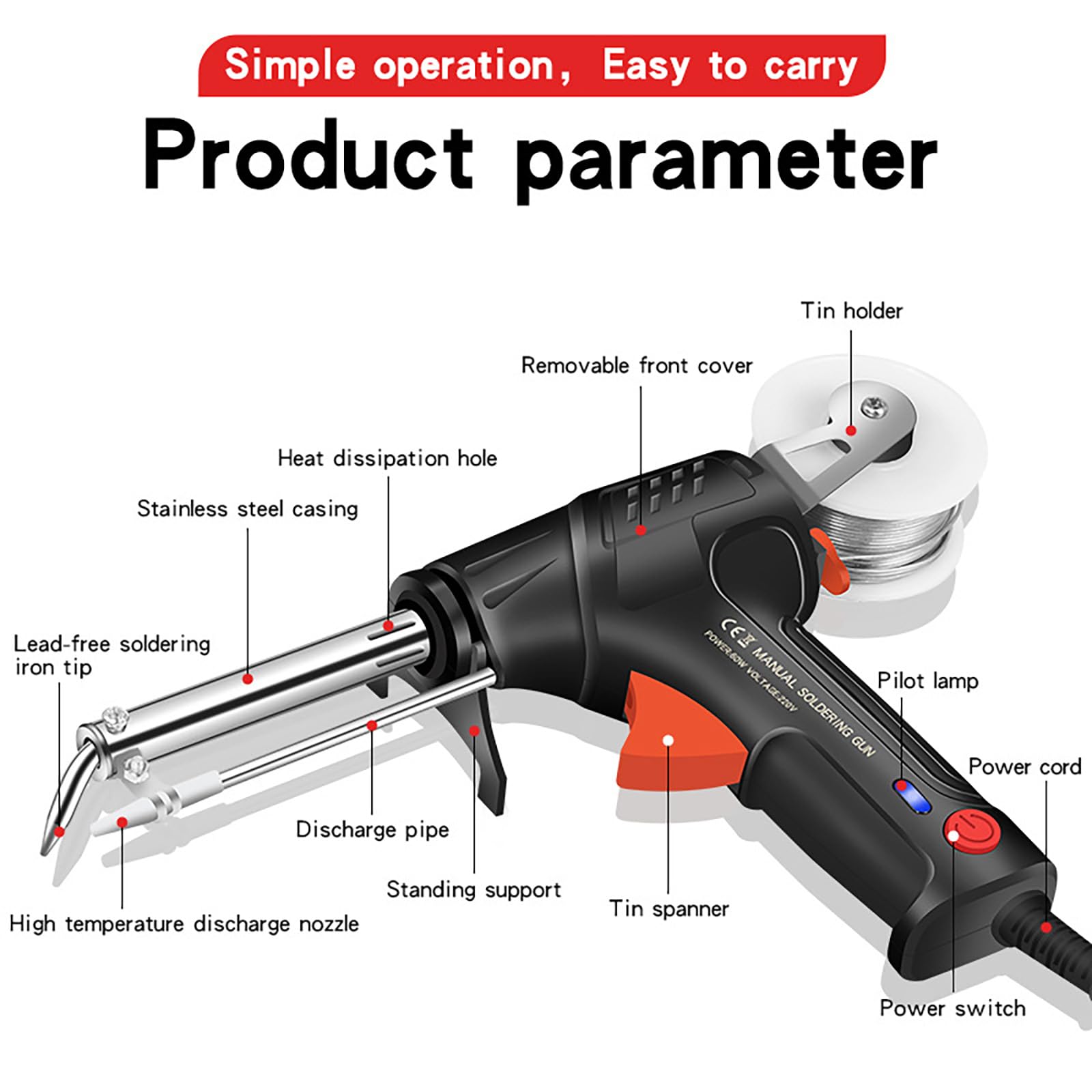Welder with Internal Heating | 6-in-1 Multi-function Soldering Iron Gun Kit - Portable Soldering Tool for Electronic Processing, DIY, Home Use (Color: Black)