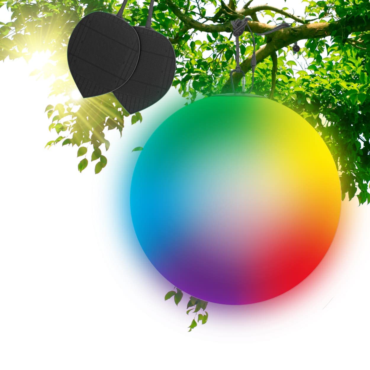 GuirLED - Sfera solare Sfera luminosa LED IP55 RGB Premium XL - Ricaricabile Sole/settore - Telecomando - Lampada da giardino - Fissaggio sugli alberi - Diffusione 360°- Made in France - 50 cm