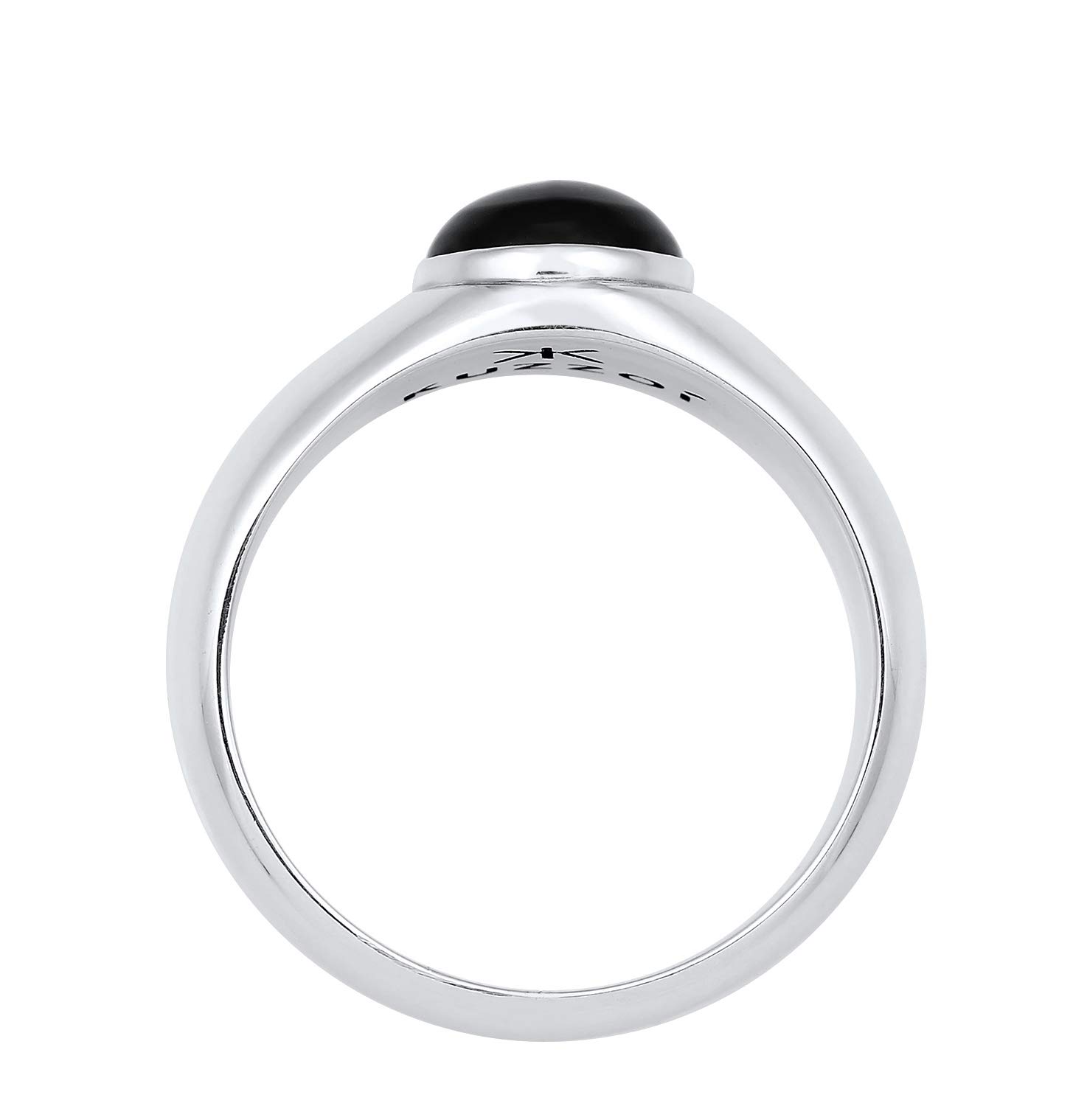 Kuzzoi Siegelring Herrenring oval mit Onyx Schwarz 9 mm 925 Silber | Silberring mit Logo schwarz oxidiert Ring für Männer in der Ringgröße 60 - 66