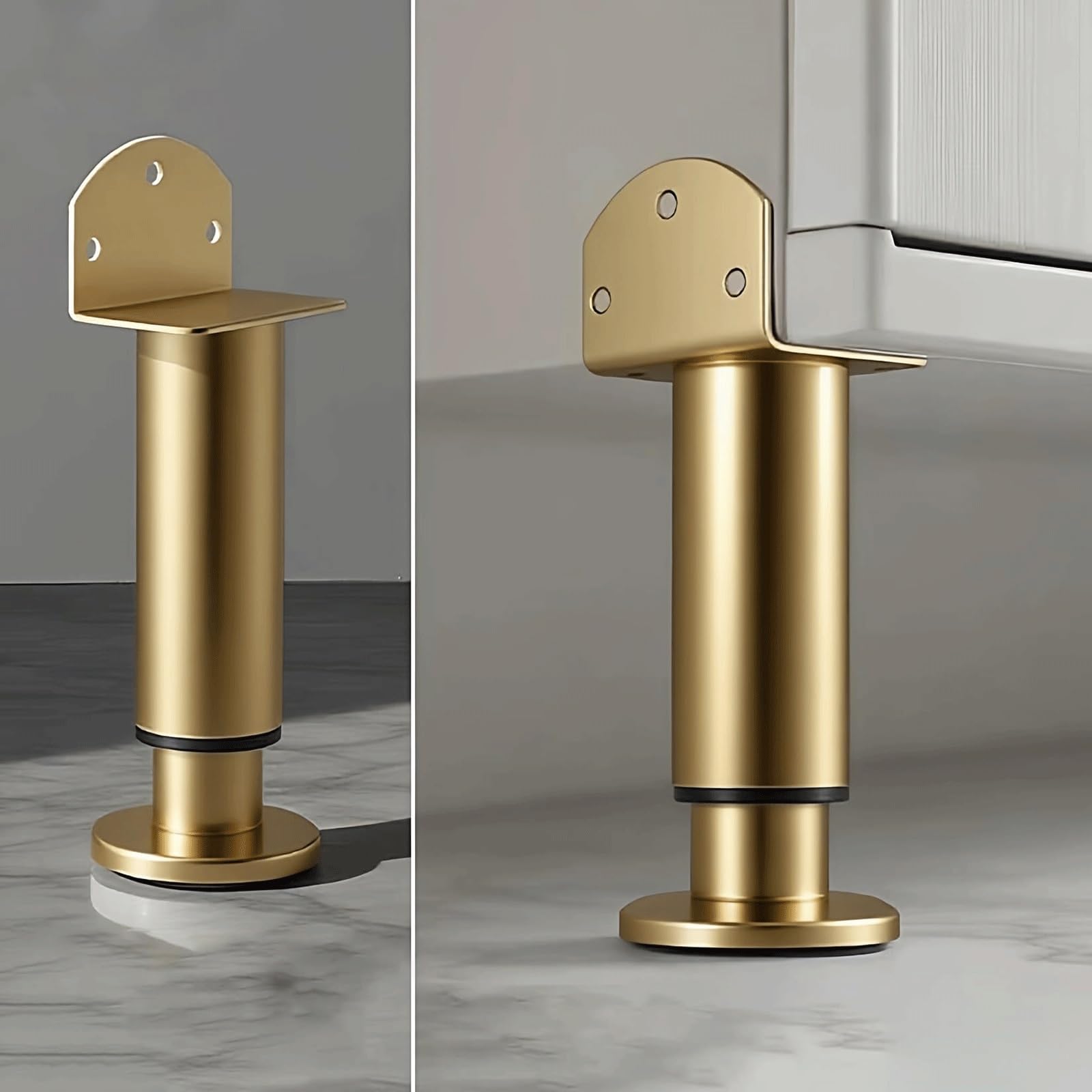 UYHBCNQD 2 Pcs Replacement Legs Set Adjustable Furniture Legs Metal Furniture Foot Cabinet Support Legs Cupboard Legs Desk Feet Kitchen(Gold,12-18cm)