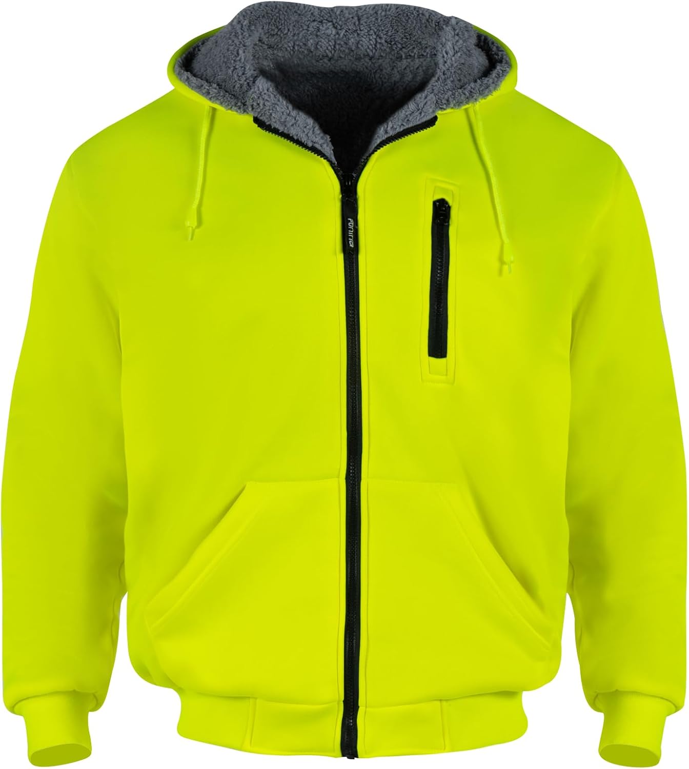 FONIRRA Hi Vis Hoodie for Men Sherpa Fleece Lined Work Sweaters High Visibility Safety Construction Jacket with Zipper - Image 2