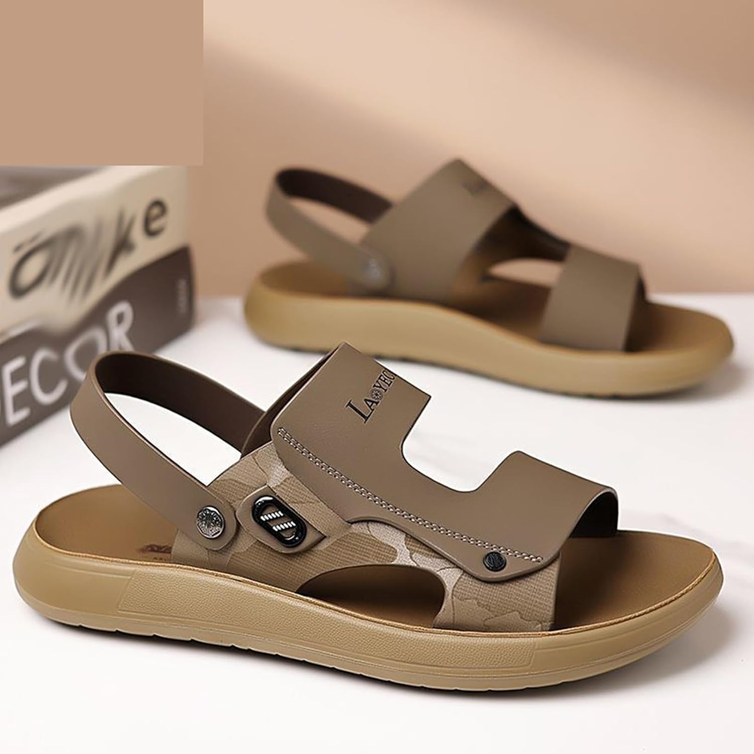 [GUREITOJP] サンダル さんだる メンズ スポーツ ビーチサンダル 本革 かかと付き 2way 外履き レザー コンフォー