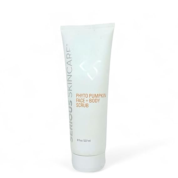 Serious Skincare Phyto Pumpkin Exfoliating Face + Body Scrub for Dull Skin, Gently Exfoliates & Hydrates, Moisturizing Almond & Coconut Oil for Soft, Radiant Skin, Smooth Rough Dry Skin Bumps 8 Oz