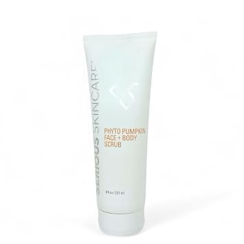 Serious Skincare Phyto Pumpkin Exfoliating Face + Body Scrub for Dull Skin, Gently Exfoliates & Hydrates, Moisturizing Almond & Coconut Oil for Soft, Radiant Skin, Smooth Rough Dry Skin Bumps 8 Oz