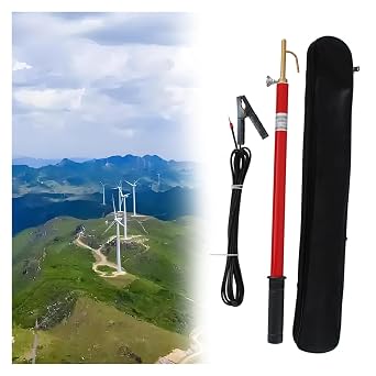 Electricians Discharge Stick, Telescopic High Voltage Anti-Electric Shock Electrical Pole Epoxy Resin Insulated Discharge Rod, Easy to OperateB,10kV-3.3ft/1m