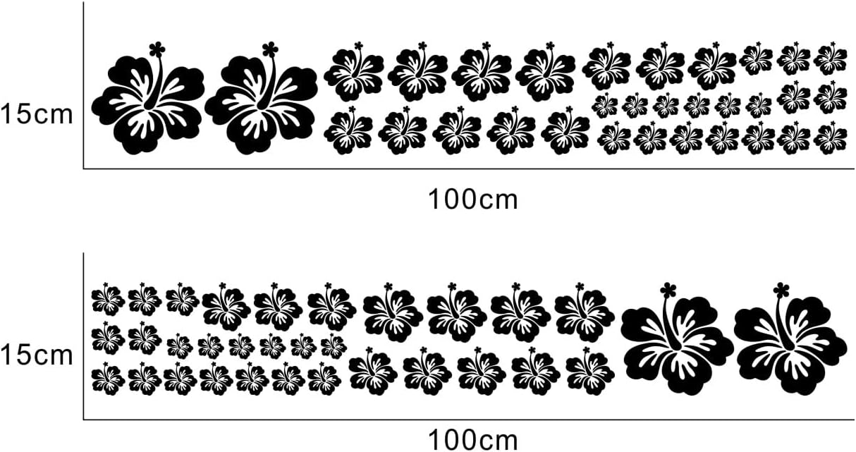 Hibiscus Flower Car Decal, Waterproof Vinyl car Side Door Decorative Sticker Accessories, car Body Hoods, SUVs, Trucks, Motorcycles, Doors, Walls, Laptops (64PCS) (Gloss Black) image 4