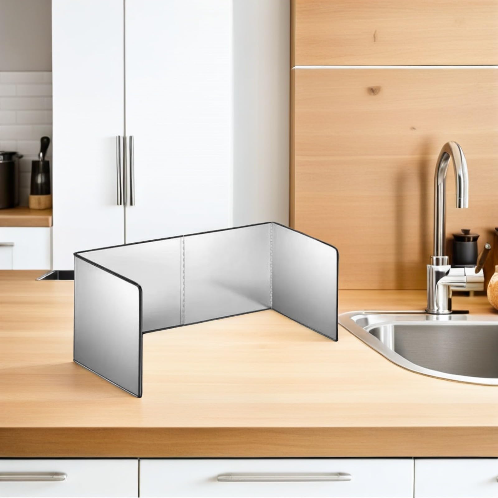 Proteggi Schizzi Cucina Pieghevole in Acciaio Inox per Fornelli