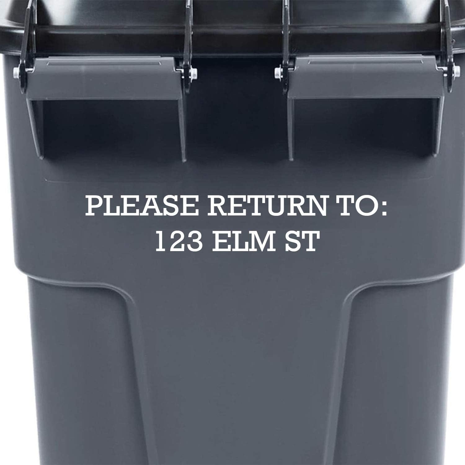 VWAQ Personalized Trash Can Stickers Numbers Street Address Garbage Bin Decal Please Return To - TC7 (White)
