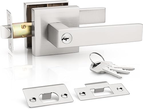 Vista 21 de KNOBWELL Juego de Manijas de Puerta Exterior de Servicio Pesado con Llave de Entrada (No con Llaves Iguales) Conjunto de Palancas de Entrada, Negro