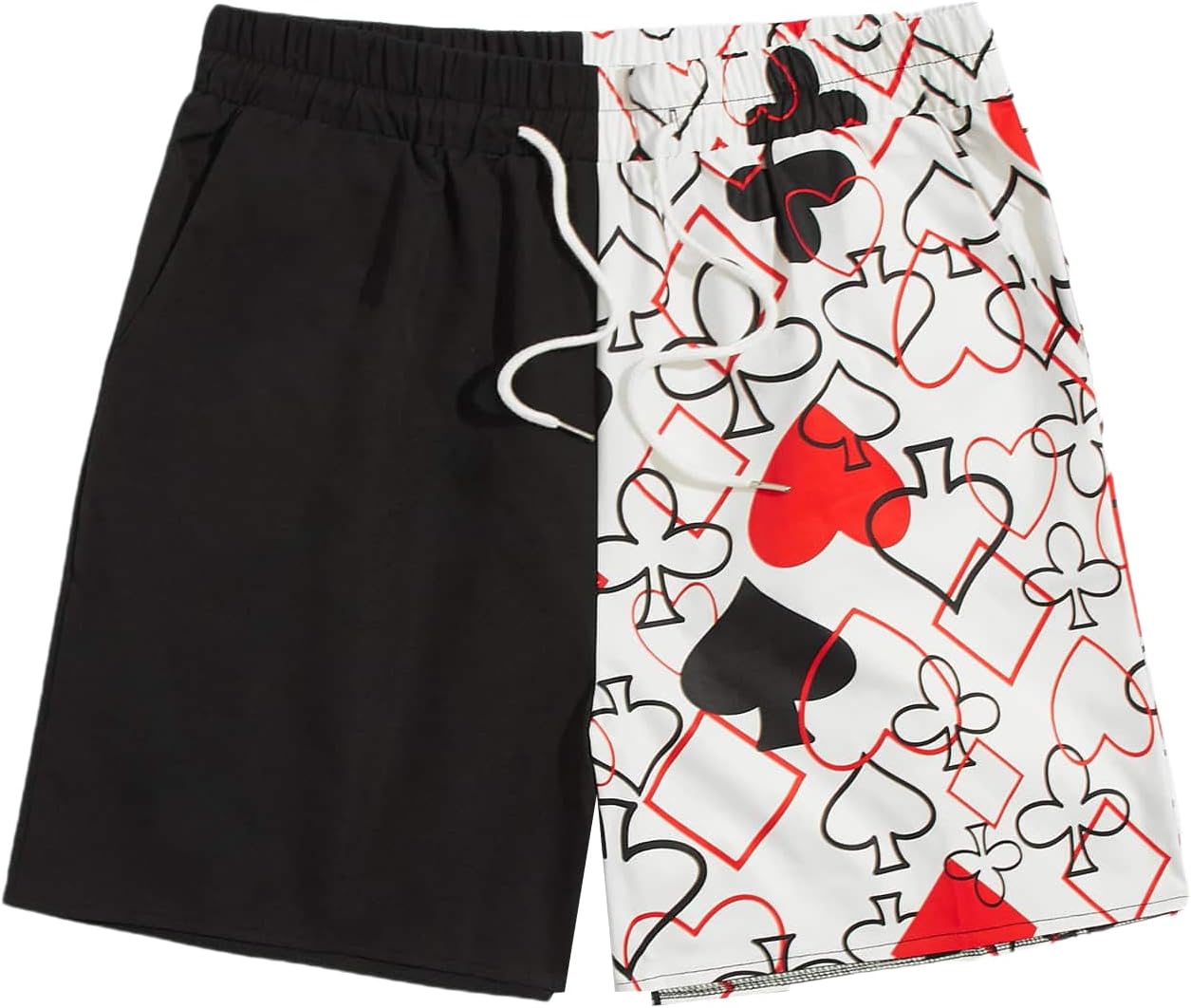 WDIRARA Men's Graphic Print Colorblock Drawstring Waist Active Pocket Shorts