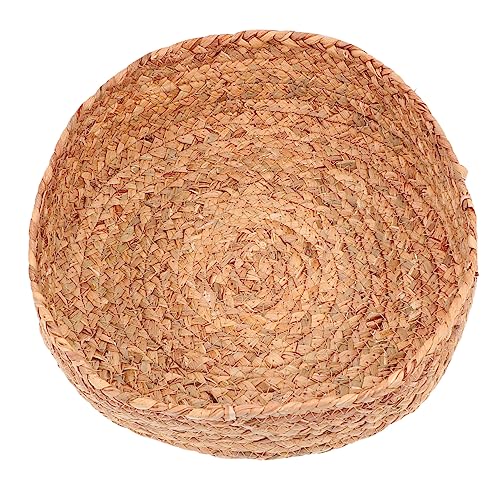 MUSISALY 1pc Sundries Storage Basket Baskets for Plants Household Storage Basket Fruit Platter Home Storage Baskets Pastoral Woven Basket Food Storage Bins Kitchen Fruit Bowl Khaki Straw