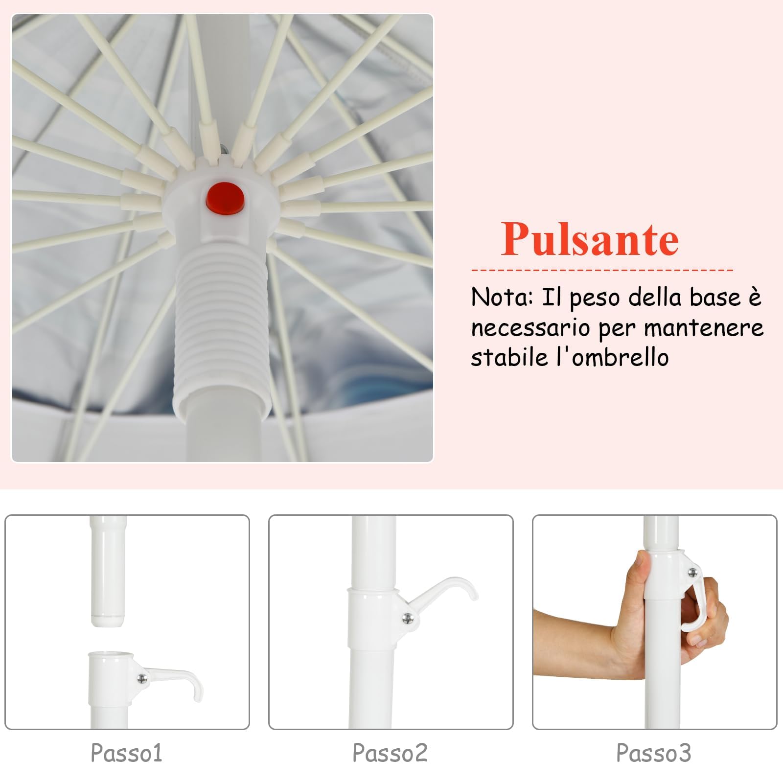 GYMAX Ombrellone da Spiaggia Antivento 220cm, Ombrellone da Mare Inclinabile e Portatile con Copertura Impermeabile e Resistente ai Raggi Solari UV, 16 Stecche (Colorato, 220CM)