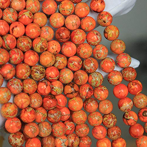 Jartc Natural Stone 6 Colors Sea Sediment Imperial Jasper Round Loose Beads For Jewelry Making (6Mm, Orange) #TOP2