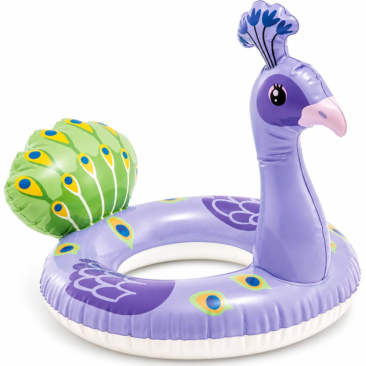 AURALIN Peacock Inflatable Swimming Ring, 58cm Premium Pool Float With Vibrant Colours, Elegant Water Lounger Tube For Summer Beach Holidays And Swimming Pool Parties, 22.8 Inch