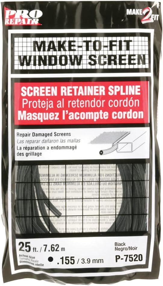 Prime-Line P 7520 Bulk Screen Spline, 0.155-Inch Diameter, 25 ft. Roll, Black