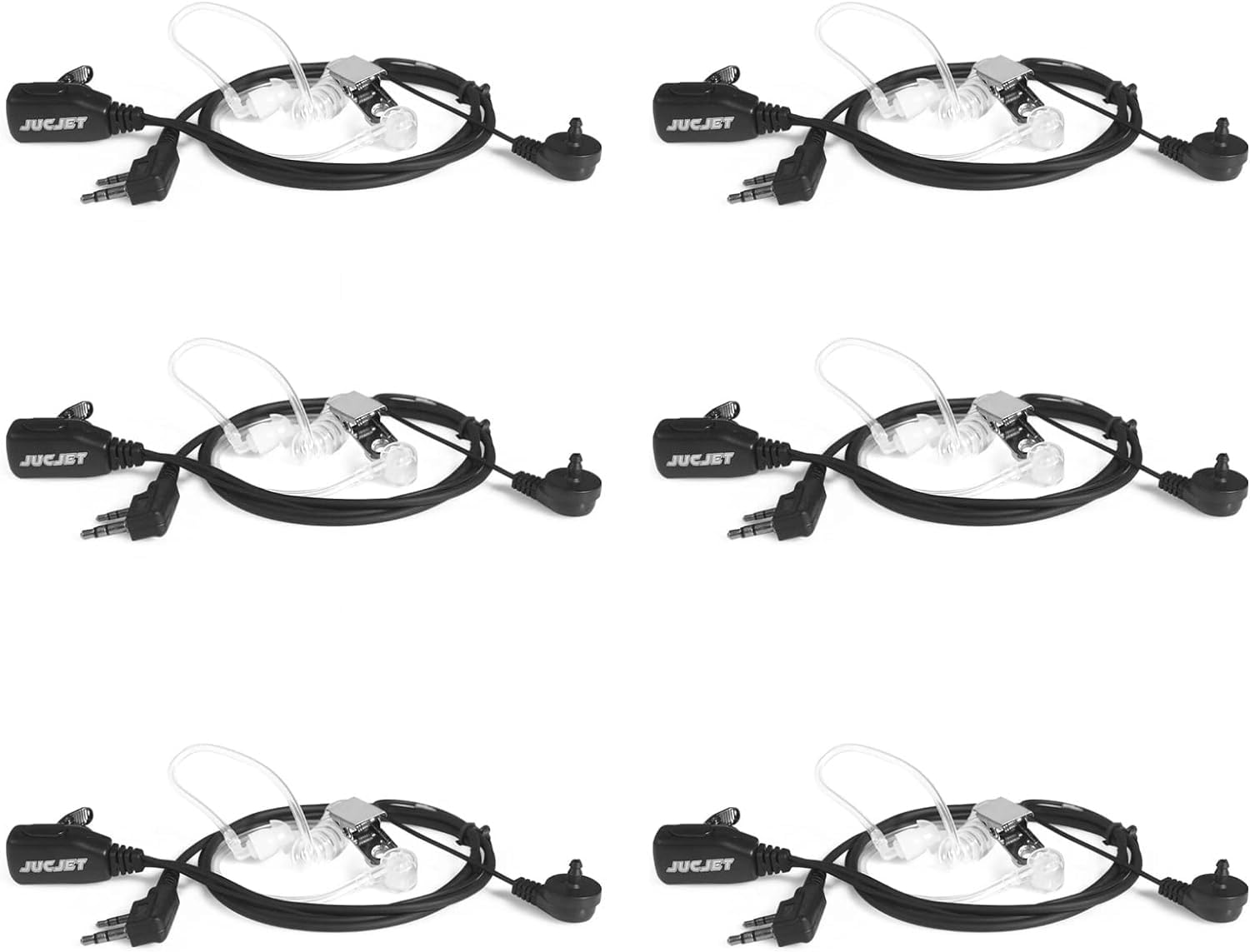 Walkie Talkies Earpiece Radio Headset 2 Pin Covert Acoustic Tube Compatible with Walkie Talkie JUCJET Baofeng UV-5R UV-5RE BF-888S BF-88E Earphones for Walkie Talkie (6 Pcs)