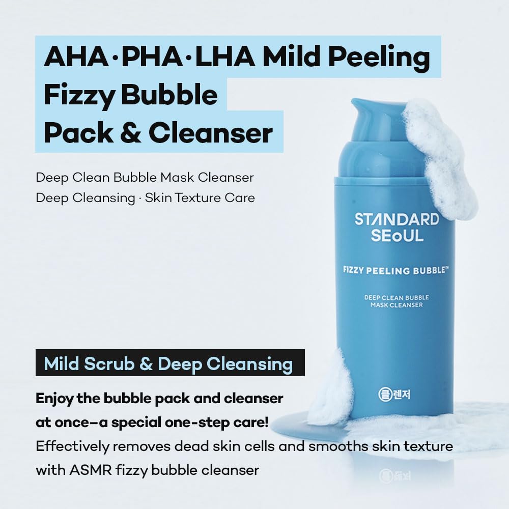 Deep Clean Bubble Cleanser – Gel-to-Foam Exfoliating Face Wash with AHA·PHA·LHA, Tea Tree Extract, Non-Irritating, Skin-Smoothing Bubble Skincare for Sensitive & Textured Skin, 50ml